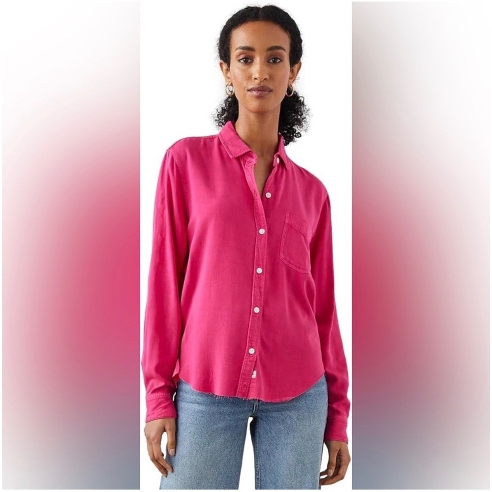 Rails Ingrid Button Down Shirt Size S Hibiscus Pink Coastal